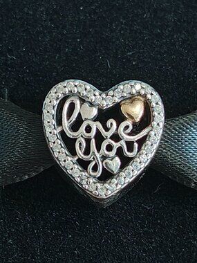Authentic Pandora Love Script Heart Charm 792037CZ